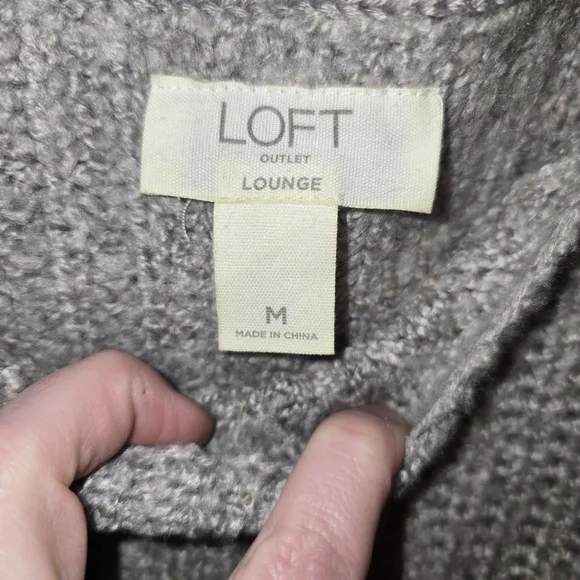 LOFT Lounge Gray Chunky Knit Sweater With Elbow sleeves And Boat neck Style Neck - Picture 9 of 9